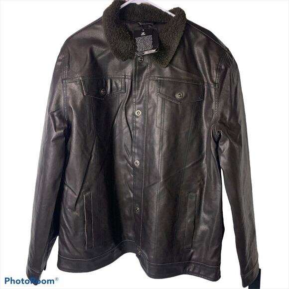 Men’s Leather coat/jacket XRAY JEANS brand TRUCKER JACKET WITH FAUX FUR collar - Picture 6 of 14